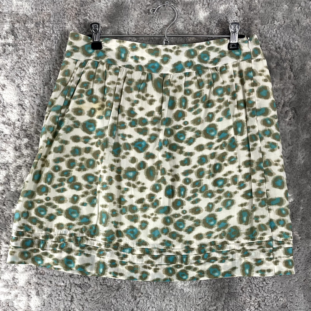 Ann Taylor LOFT Petite Size 6P Leopard Print Pleated A Line Mini Skirt ZIp Lined